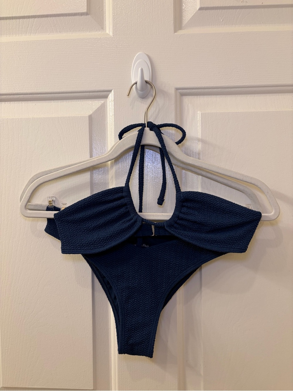 Abercrombie & Fitch Navy Blue Textured Bikini Set